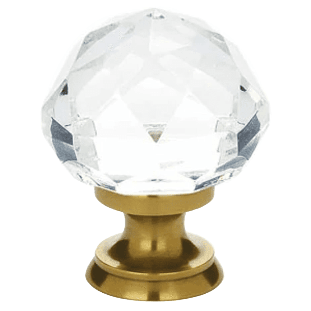 1-3/4" Diamond Glass Wardrobe Cabinet Knob, French Antique