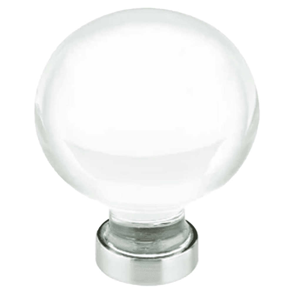 1-1/4" Bristol Glass Cabinet Knob, Polished Brass