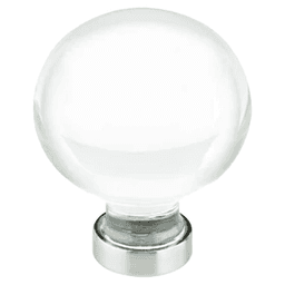 1-1/4" Bristol Glass Cabinet Knob, Polished Brass