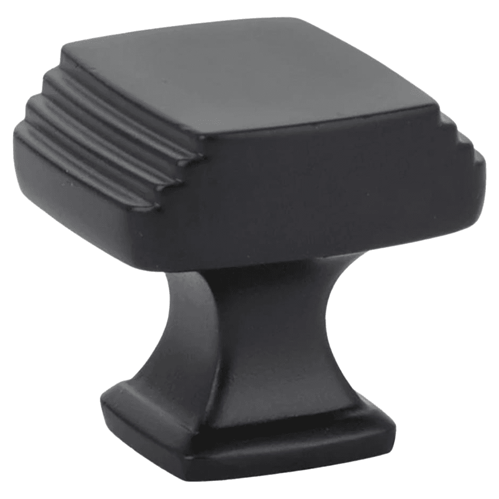 1-1/4" Art Deco Cabinet Knob, Flat Black