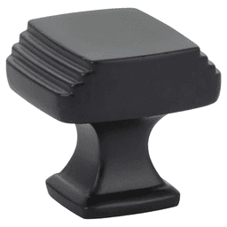 1-1/4" Art Deco Cabinet Knob, Flat Black