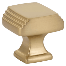1-1/4" Art Deco Cabinet Knob, Satin Brass
