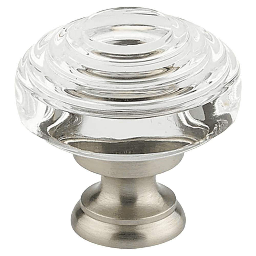 1-5/8" Deco Glass Cabinet Knob, Flat Black