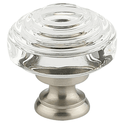 1-5/8" Deco Glass Cabinet Knob, Flat Black