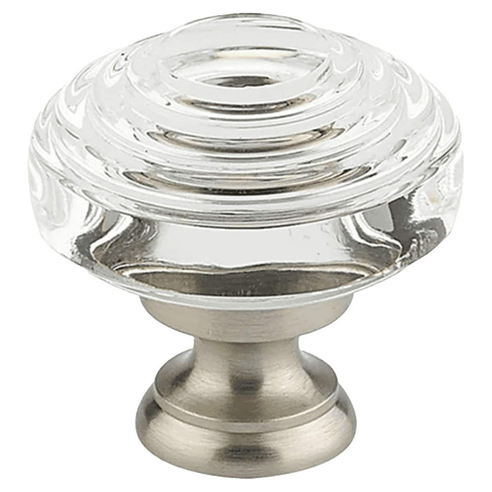 1-5/8" Deco Glass Cabinet Knob, Polished Brass
