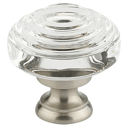1-5/8" Deco Glass Cabinet Knob, Unlacquered Brass
