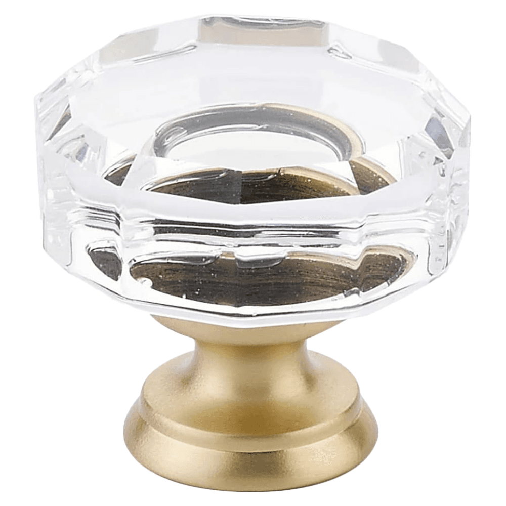 1-3/8" Lowell Glass Cabinet Knob, Satin Brass