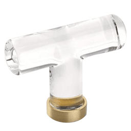 2-1/8" Modern Glass Cabinet T-Knob, Satin Brass