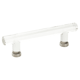 4" Modern Glass Bar Cabinet Pull, Polished Nickel