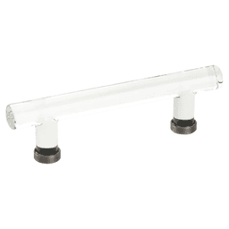 4" Modern Glass Bar Cabinet Pull, Pewter