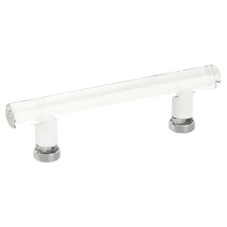 4" Modern Glass Bar Cabinet Pull, Polished Chrome