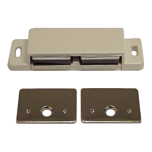 1015 Double Magnetic Catch with Strike Plate/Screws, White Polybag
