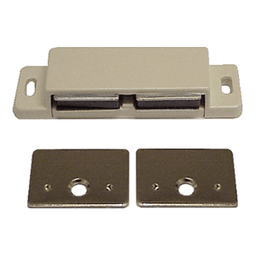 1015 Double Magnetic Catch with Strike Plate/Screws, White Polybag