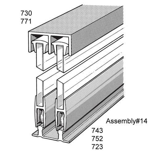 1/4" x 36" Glass Door Assembly, Satin Clear Anodized Finish