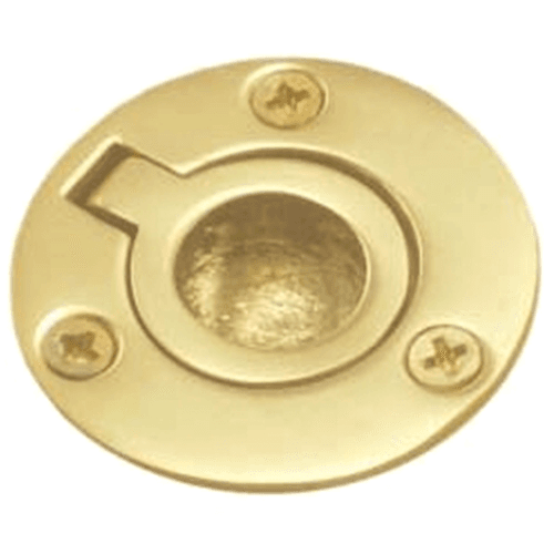 1" Round Flush Ring Pull, Polished Brass