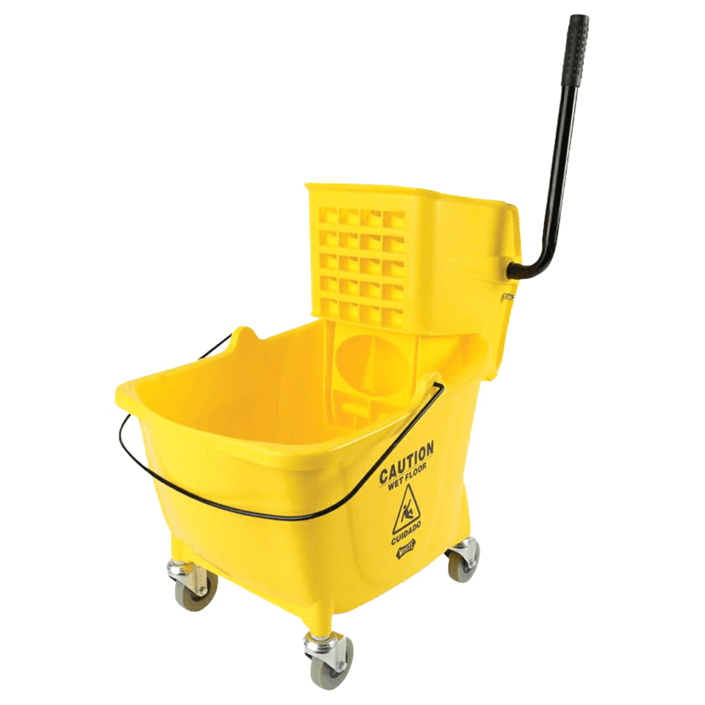 Boardwalk Side-Squeeze Wringer/Bucket Combo, 8.75 Gallon, Yellow/Silver