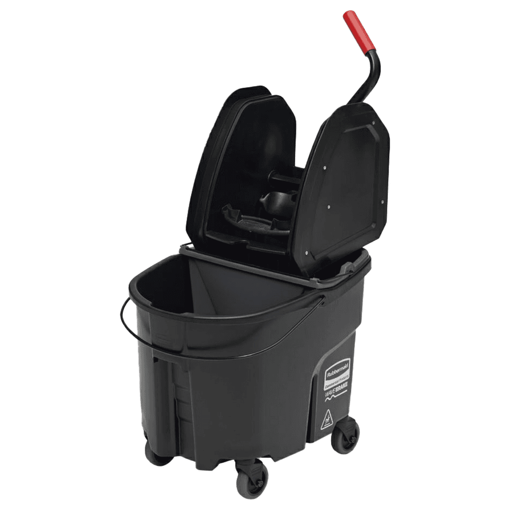 Rubbermaid Wavebrake 35 QT Down-Press Bucket/Wringer Combo, Black