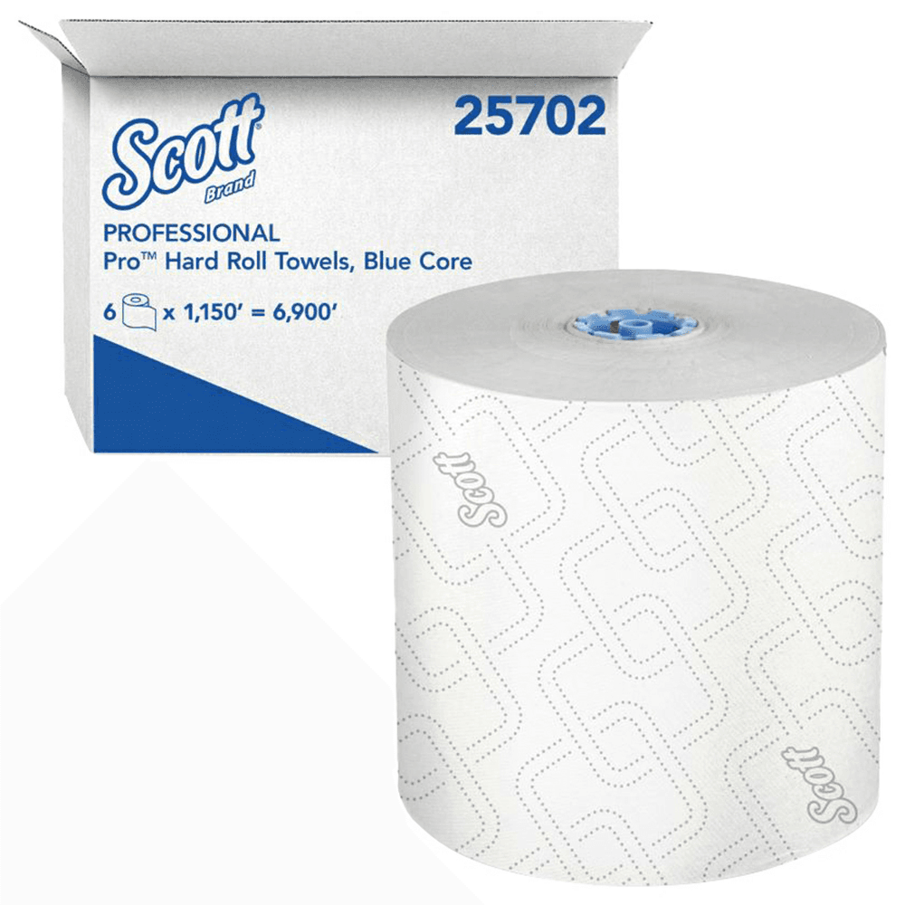 Scott Pro 1-Ply Hard Roll Paper Towel, White, 7-1/2" x 1150' (6 Roll/Box)