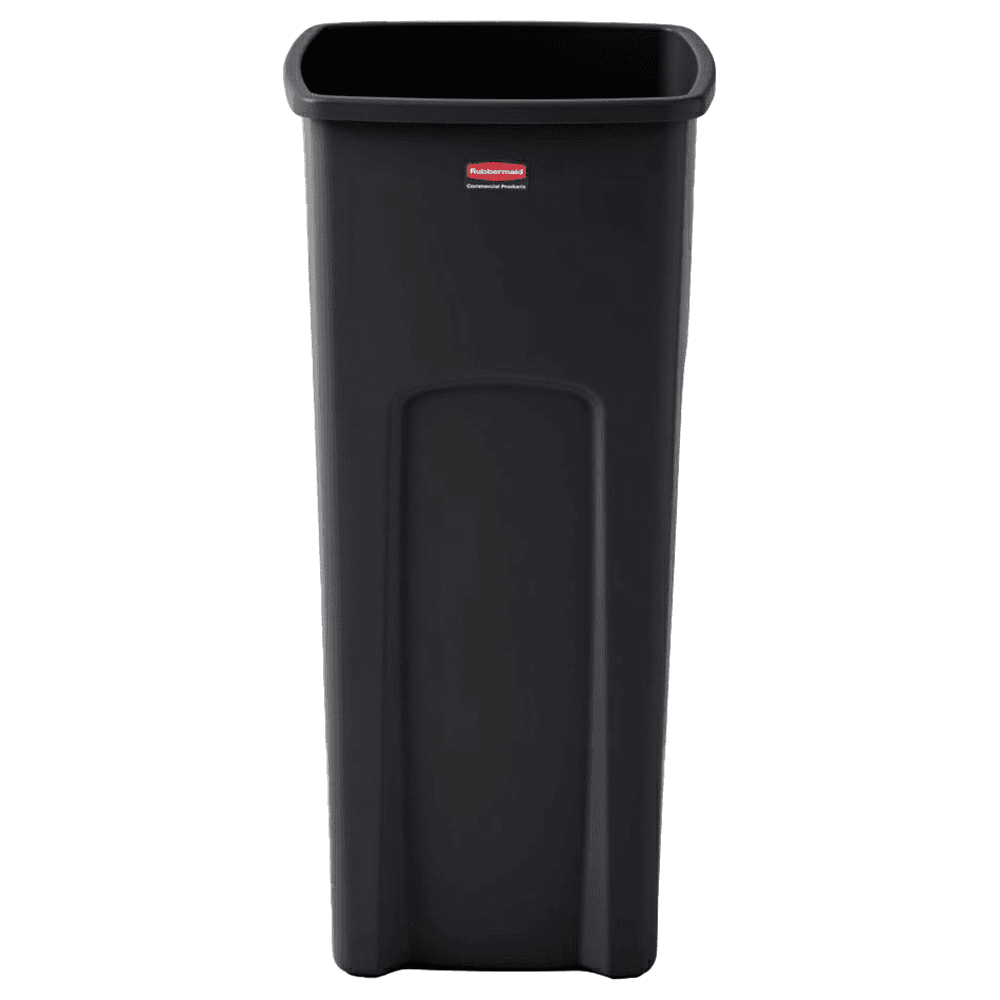 Rubbermaid Untouchable Square Waste Receptacle, 23 Gallon, Black