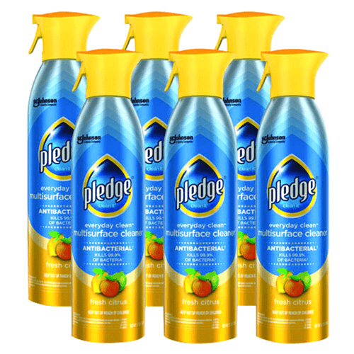 Pledge Fresh Citrus Scent Everyday Cleaner, 9.7 oz Aerosol Spray (6/Box)