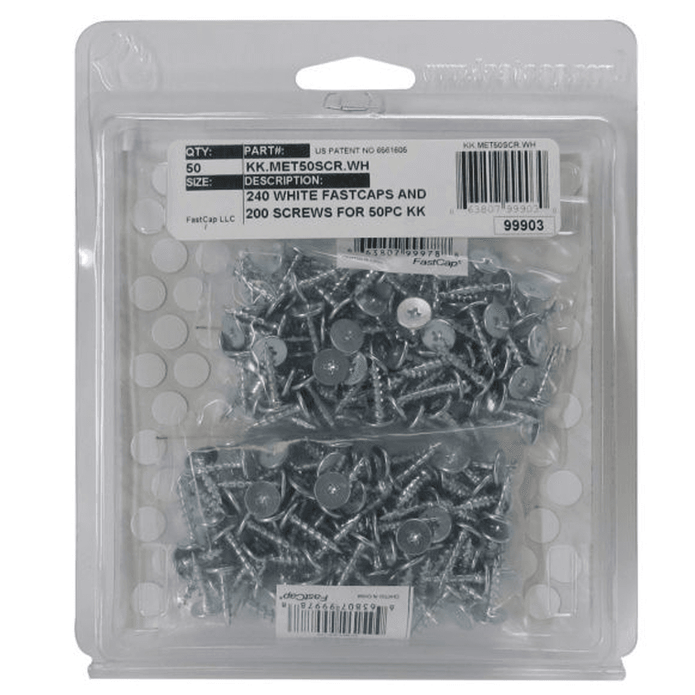 Screws and Cap for Metal Kolbe Korners White, Pack of 50