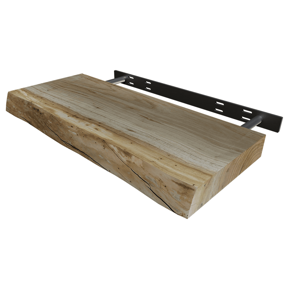 9" - 12" x 24" Live Edge Floating Shelf, Walnut Finish