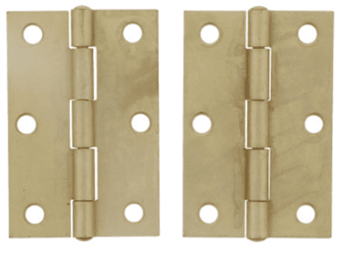 Light-Duty 2-1/2" Narrow Butt Hinge, 0.8", 1/2", Brass-Plated