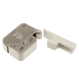 944 Mini Touch Latch, White/Nickel-Plated