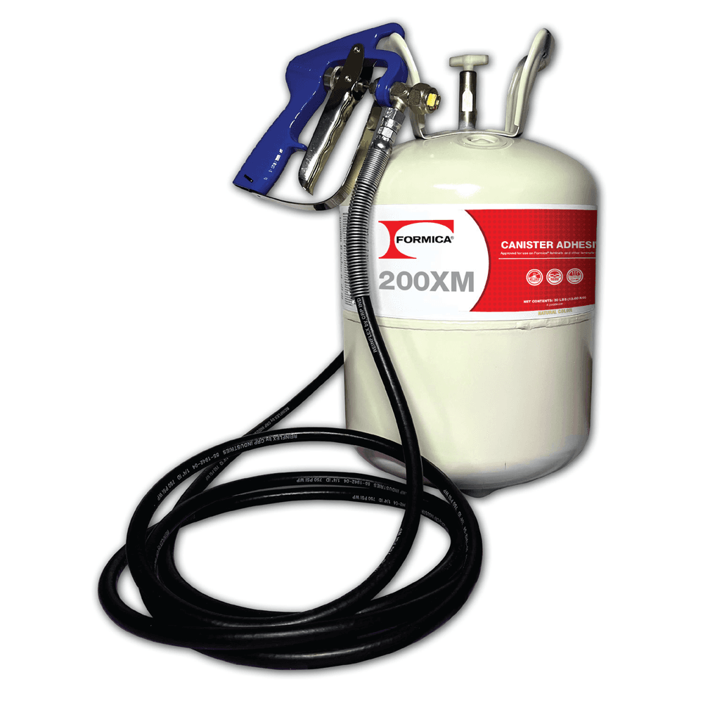 Non-Methylene Flammable Chloride Canister Contact Adhesive with Gun, Hose, and 6501 Tip, Clear Adhesive, 30lb Canister