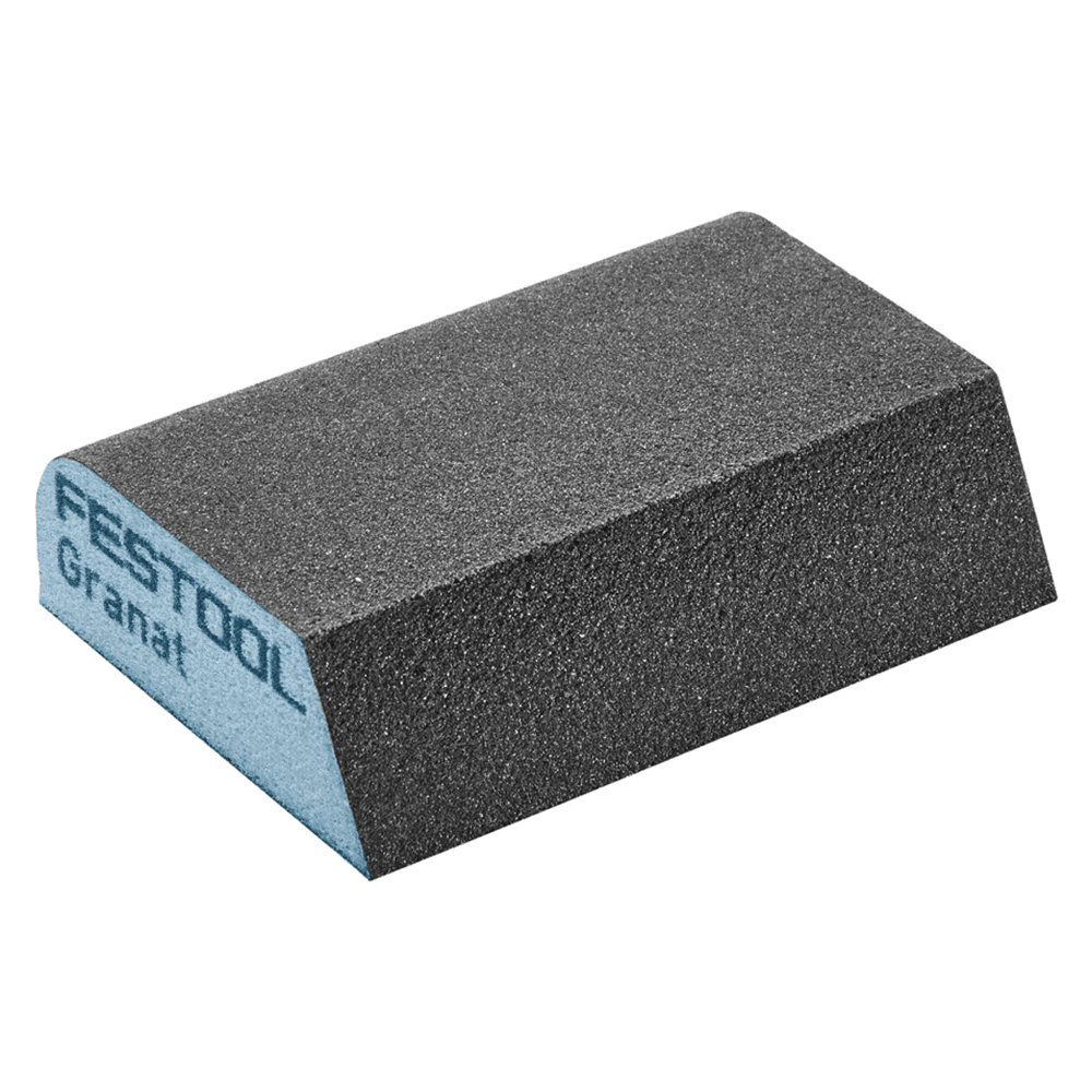 120 Grit 4-Sided Granat Conclaved Sanding Sponge, 3-55/64" x 2-23/32" x 1-1/32