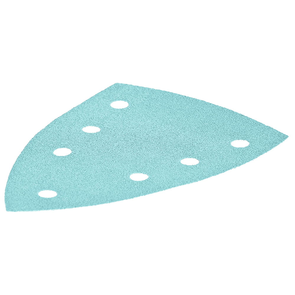 Hook & Loop 320 Grit 7 Holes Abrasive Granat DTS 400 Sanding Triangle, Aluminum Oxide on Paper (100/Pack)