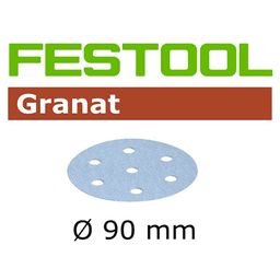 3-1/2" Hook & Loop 80 Grit 9 Holes Abrasive Granat D90 Sanding Disc, Aluminum Oxide on Paper (50/Box)