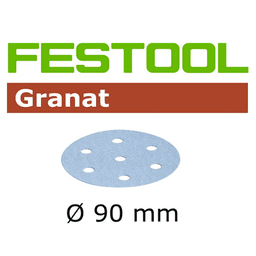 3-1/2" Hook & Loop 800 Grit 9 Holes Abrasive Granat D90 Sanding Disc, Aluminum Oxide on Paper (50/Box)