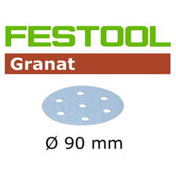 3-1/2" Hook & Loop 1200 Grit 9 Holes Abrasive Granat D90 Sanding Disc, Aluminum Oxide on Paper (50/Box)
