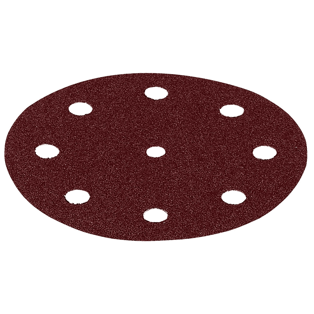 5" Hook & Loop 180 Grit 9 Holes Abrasive Rubin 2 Sanding Disc, Aluminum Oxide on Paper (10/Pack)
