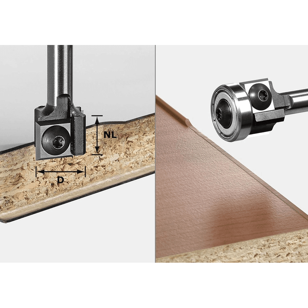 19mm x 52mm Turning Plate Edge Trimming Cutter with Ball Bearing, 8mm Shank