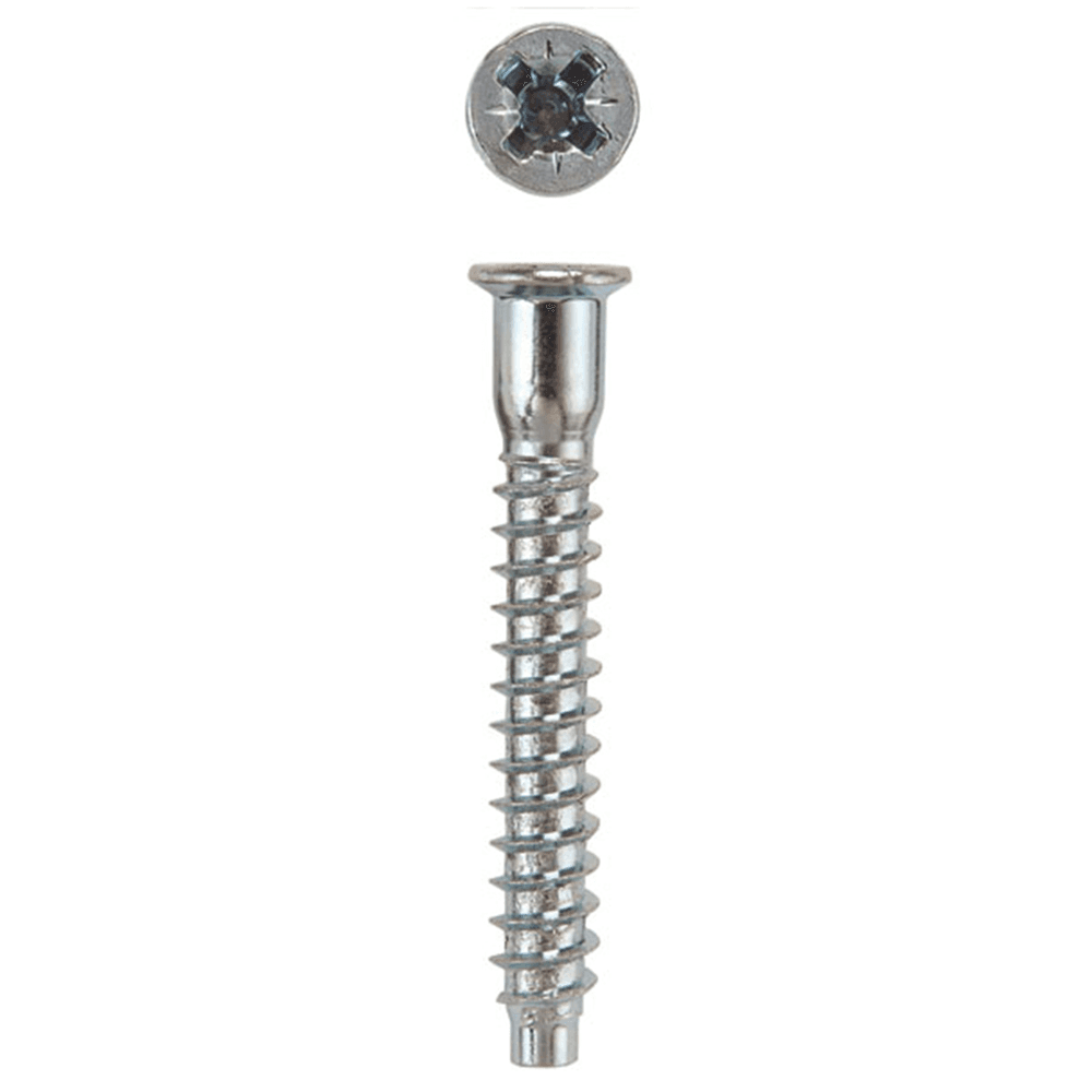 #5 x 50mm Flat Head Confirmat Screw, Pozi Drive Coarse Thread and Blunt Point, Box of 1 Thousand by US Futaba