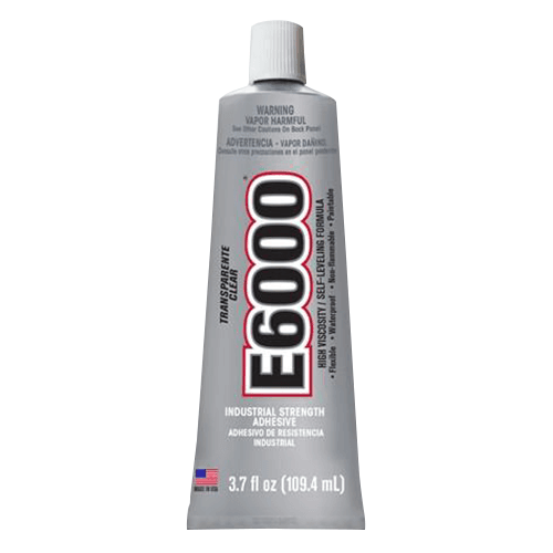 E6000 Self-Leveling Industrial Adhesive, Clear, 3.7 Oz Tube