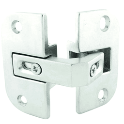 975 Series Pie-Cut Corner 65° Opening Hinge, 42mm Bore Pattern, Self-Closing, Bright Nickel, Screw-On