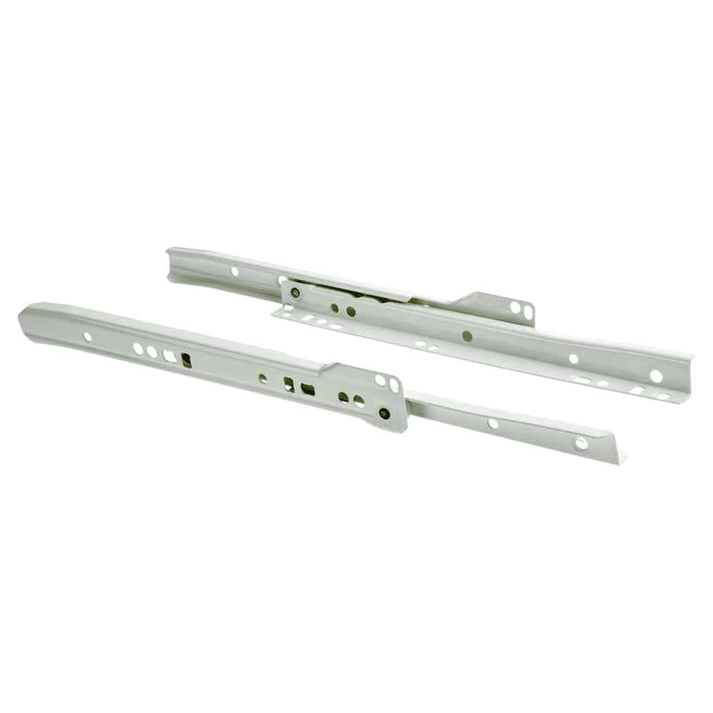 1700 Euro Drawer Slide with 100lb Capacity, Single Extension, Bottom-Mount, Self-Closing, White Epoxy, 16"
