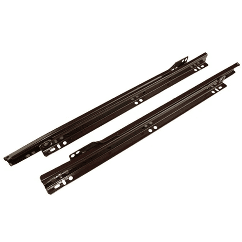 1702 Euro Drawer Slide with 100lb Capacity, Single Extension, Bottom-Mount, Self-Closing, Black, 18"