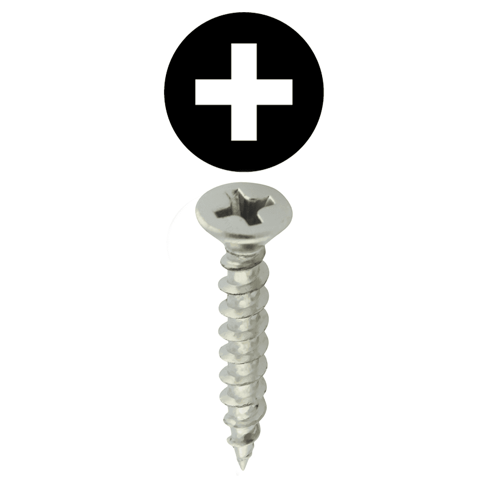 #8 x 3/4" Flat Head Wood Screw, Phillips Drive Coarse Thread and Sharp Point, Nickel, Box of 5 Hundred by Grass
