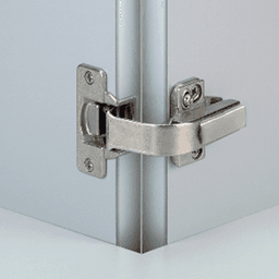 Nexis Pie-Cut Corner Hinge, 45mm Bore Pattern, Self-Closing, Nickel-Plated, Dowelled