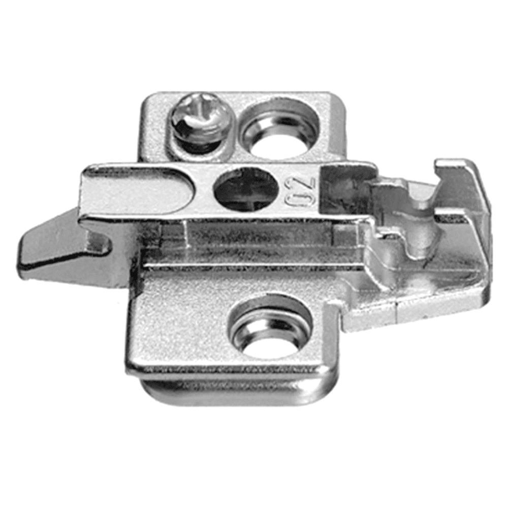 Nexis 2-Piece Adjustable Wing Mounting Plate, 3-Point Fixing, Nickel-Plated, for Euro Screws, 2mm