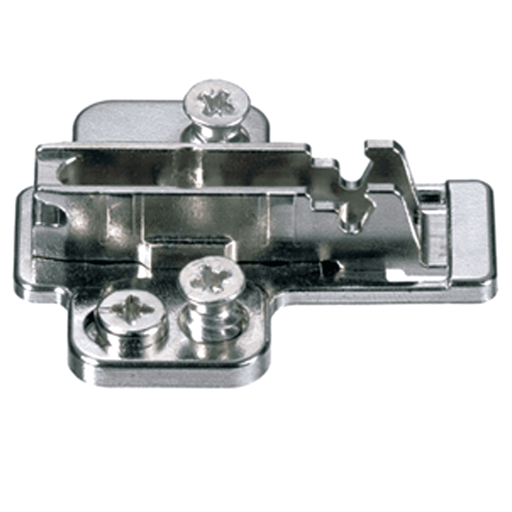 Nexis 2-D Cam Adjustable Wing Mounting Plate, 2-Point Fixing, Nickel-Plated, with Pre-Mounted Euro-Screws, 4mm