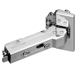 Tiomos +37° Angled Corner 110° Opening Hinge, 45mm Boring Pattern, Soft-Closing, Overlay, Nickel-Plated, Impresso