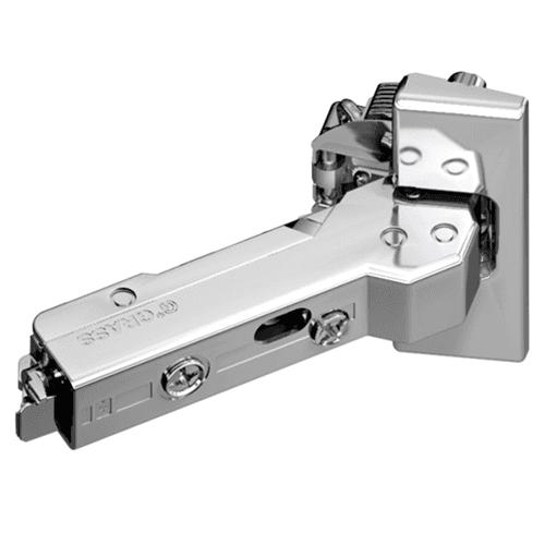 Tiomos +45° Angled Corner 110° Opening Hinge, 42/45mm Boring Pattern, Soft-Closing, Inset, Nickel-Plated, Impresso