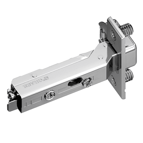 Tiomos 120° Opening Hinge, 42mm/45mm Bore Pattern, Soft-Closing, Half Overlay, Nickel-Plated, Impresso