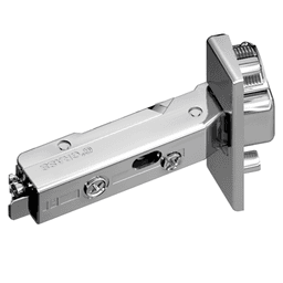 Tiomos -15° Angled Corner 120° Opening Hinge, 45mm Boring Pattern, Soft-Closing, Overlay, Nickel-Plated, Screw-On