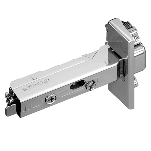 Tiomos 110° Opening Hinge, 42/45mm Bore Pattern, Soft-Closing, Overlay, Nickel-Plated, Impresso